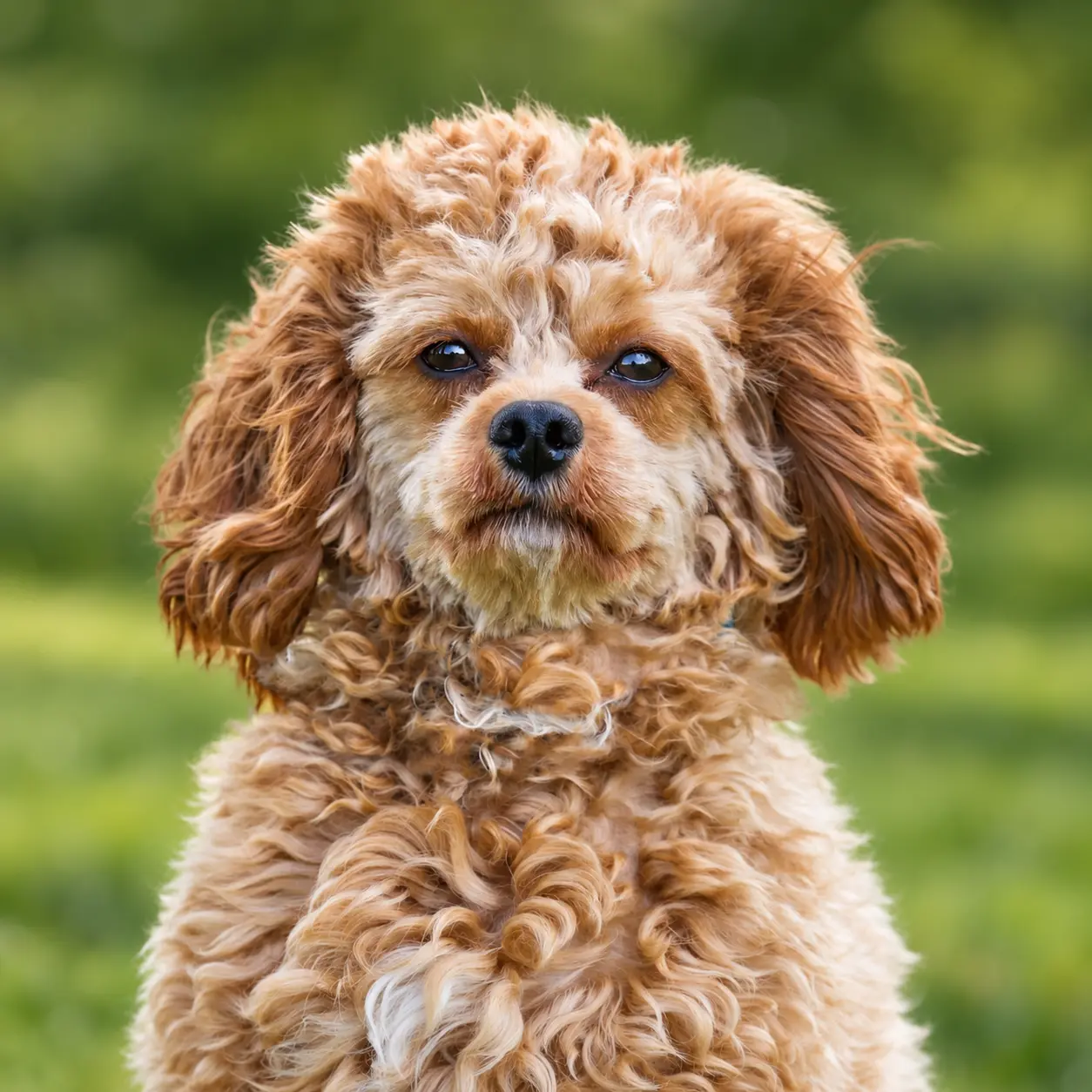 Close-up of a curly-haired family dog